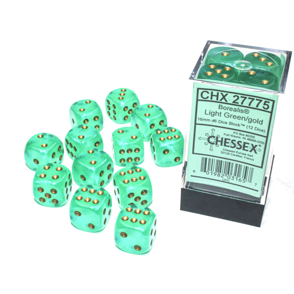 Borealis Chessex 16 mm D6 Bloque de dados luminario