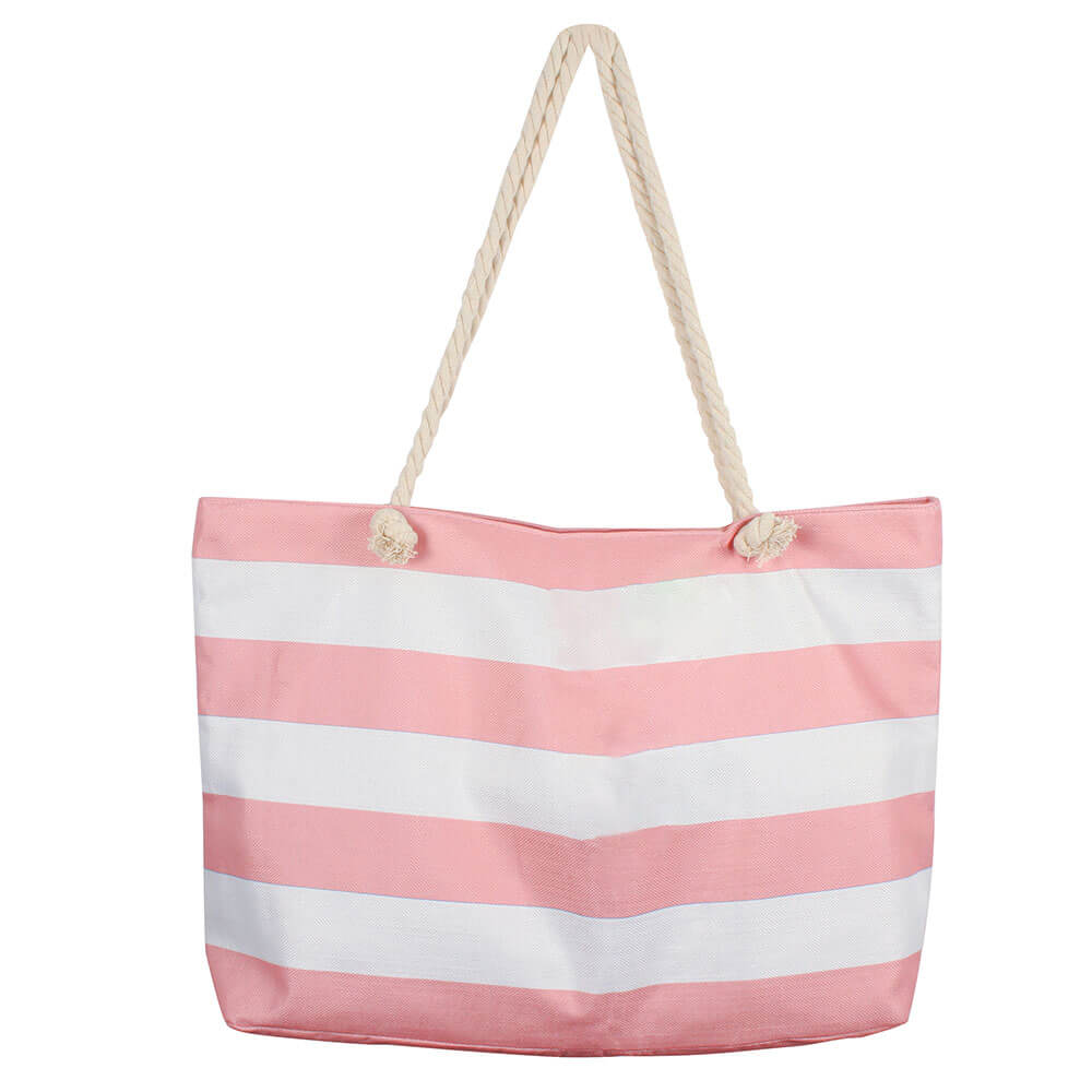 Retro Stripe Beach Bag m/ indre lynlås (70x42x15cm)