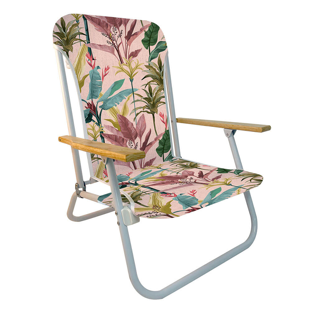 Silla de playa con brazos de madera (74x68x60cm)