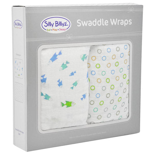 Silly Billyz Muslin Galapagos Swaddle Wrap 2pk