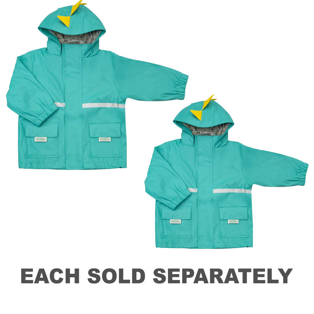 Silly Billyz Waterproof Jacket with Dino Hood (Aqua)