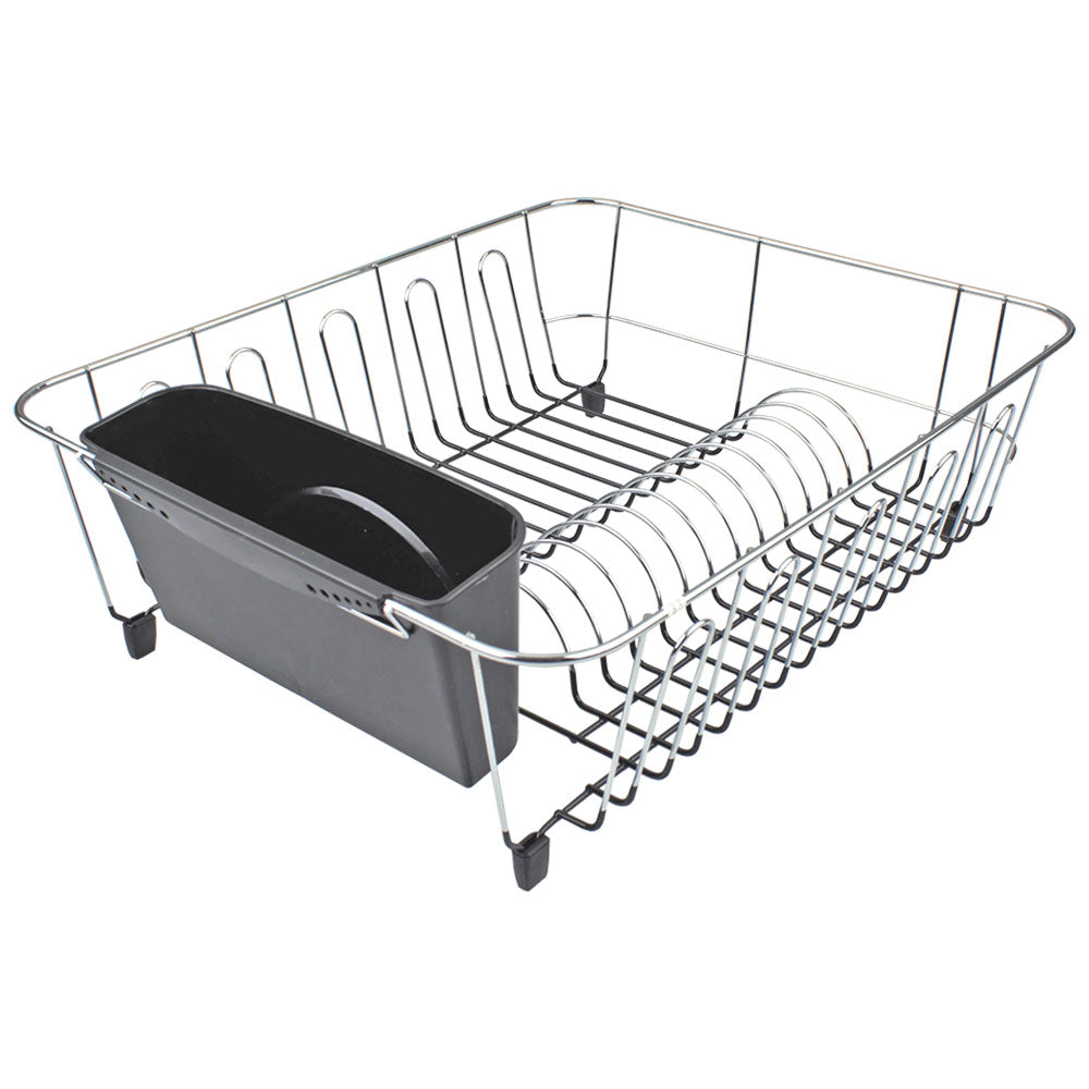 D.Line Large Dish Drainer Chrome/PVC with Caddy