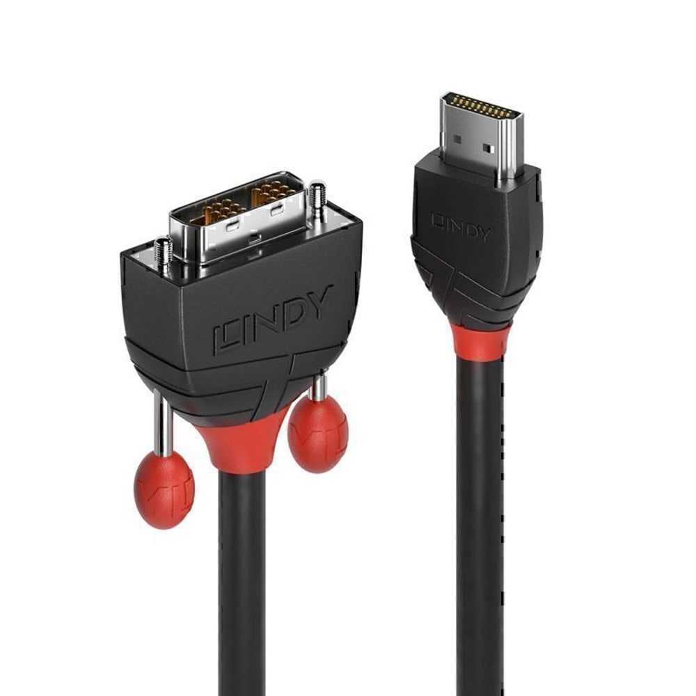 Lindy HDMI do czarnej linii kablowej DVI-D