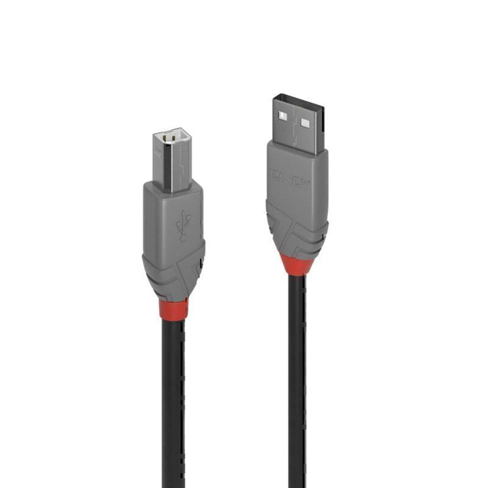 Lindy USB-A 2.0 naar USB-B-kabel Anthra-lijn