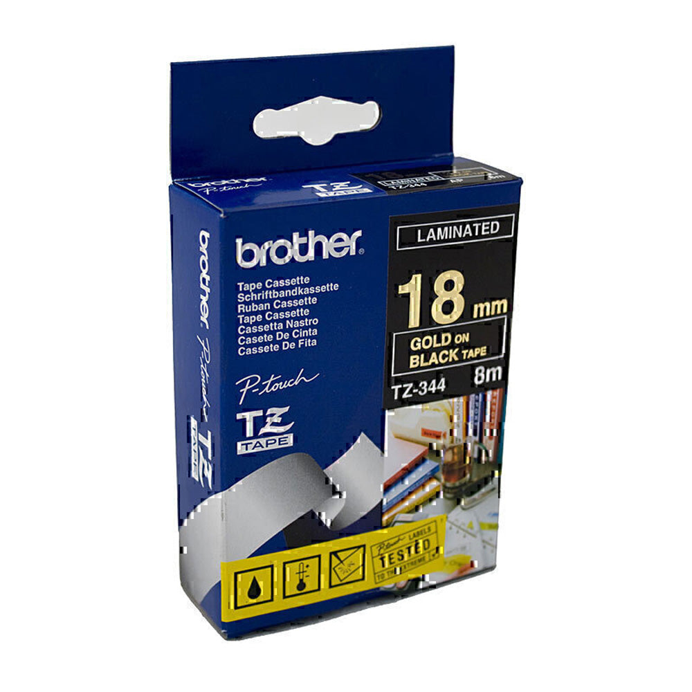 Brother laminado ouro na fita de rotulagem preta