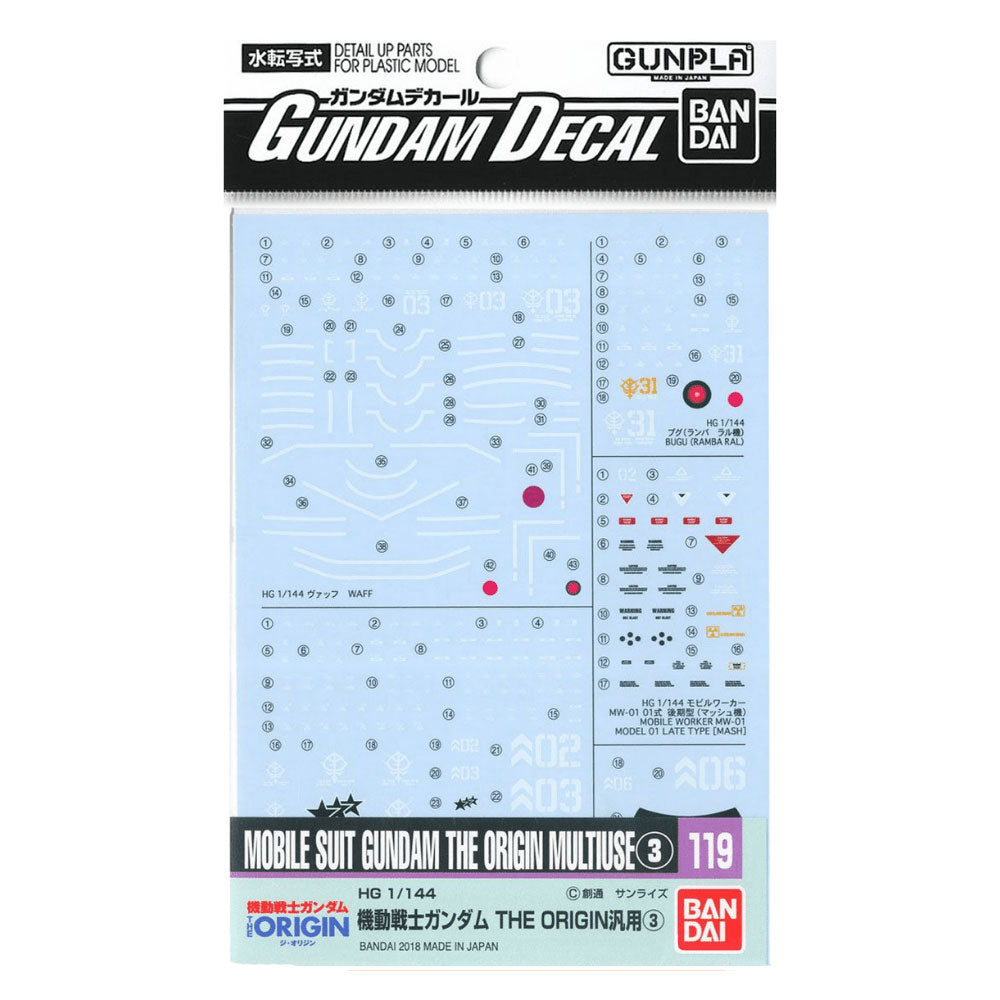 Bandai Mobile Suit Gundam The Origin Multiuse Decal