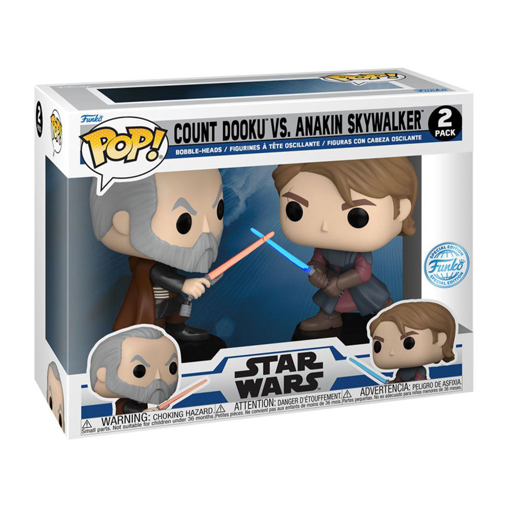 Anakin Skywalker vs Count Dooku US Ex Pop! Vinyl 2pk