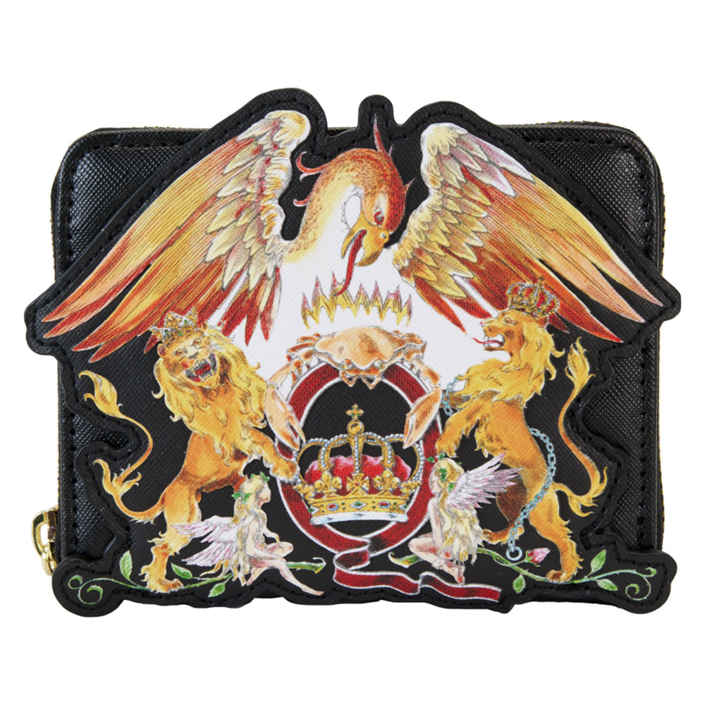 Queen Logo Crest Zip Around Wallet