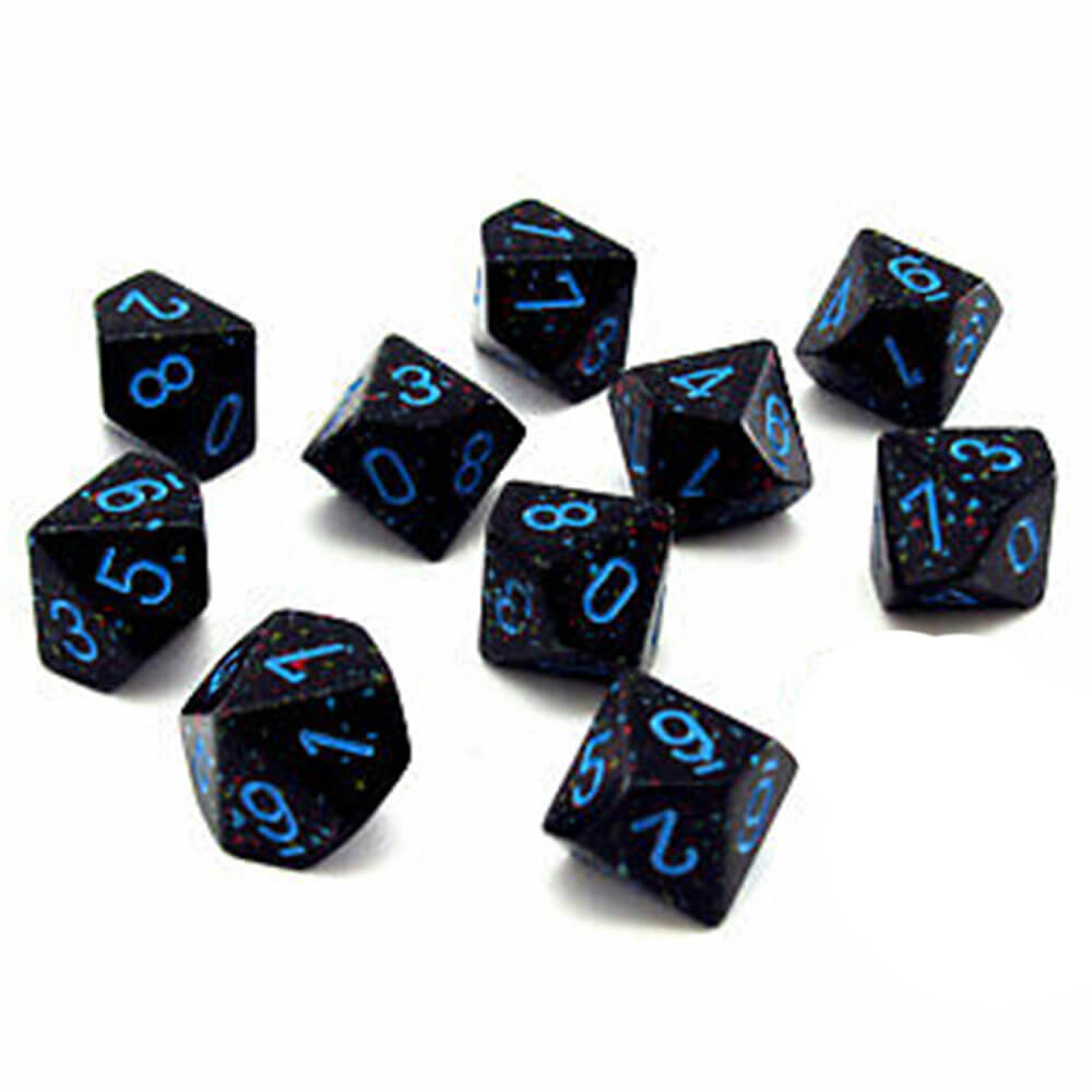 Chessex D10 Polyedrale 10-die gespikkelde set