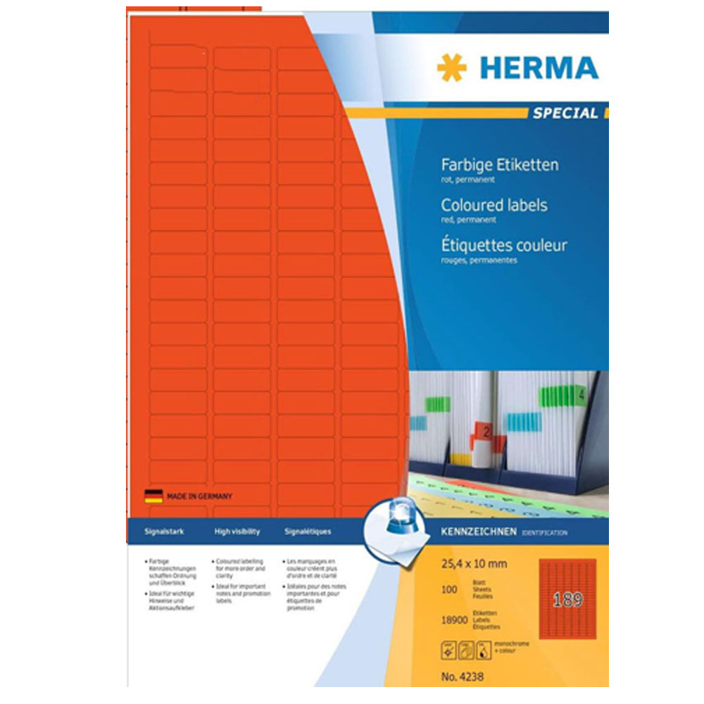 Herma Colored Etiketter A4 100 st (25,4x10mm)