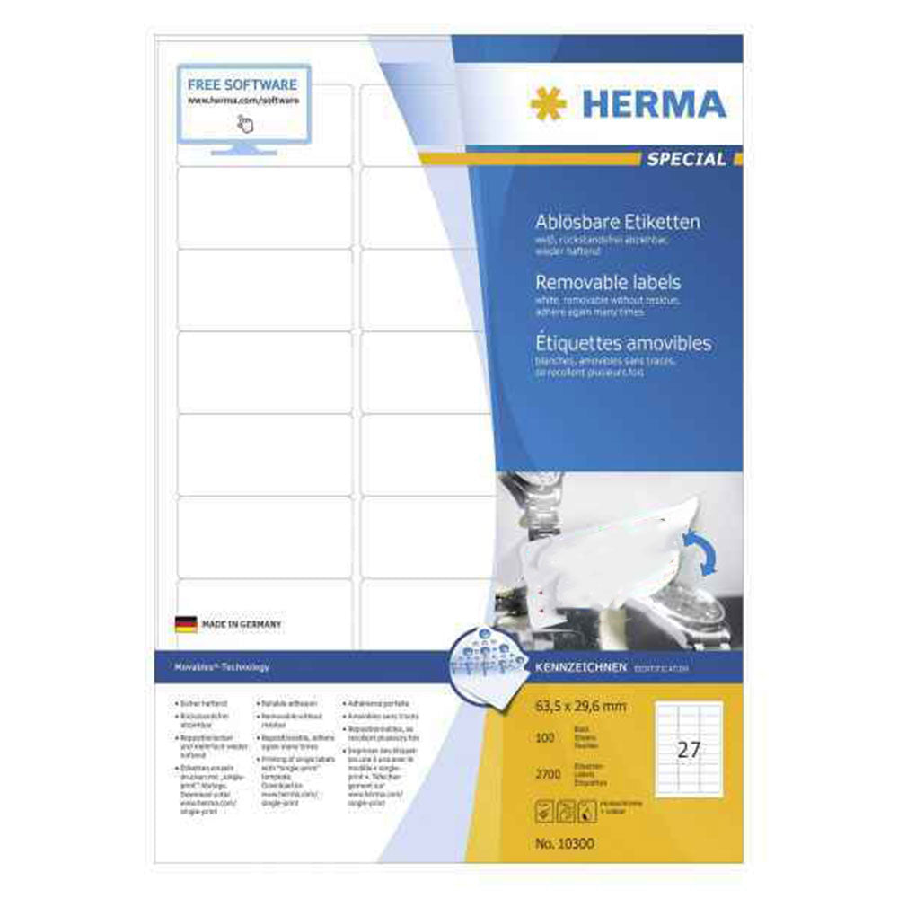 Herma Removable Labels A4 100pc（白）