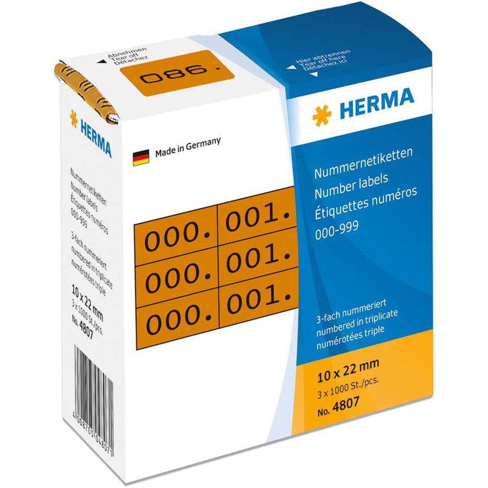 Herma Triplicate Number Labels 1000pc (10x22mm)