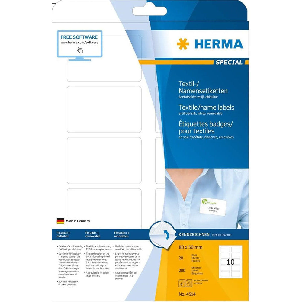 Herma Namn/Textiletiketter A4 White (80x50mm)