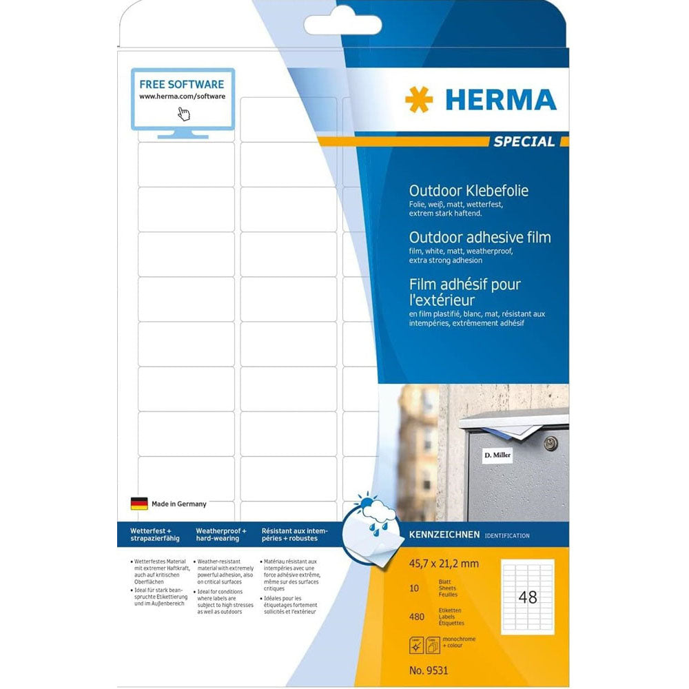 Herma utomhusfilm etiketter A4 10pc (vit)