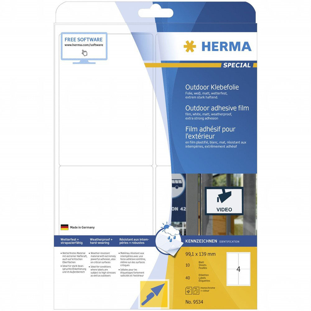 Herma utomhusfilm etiketter A4 10pc (vit)