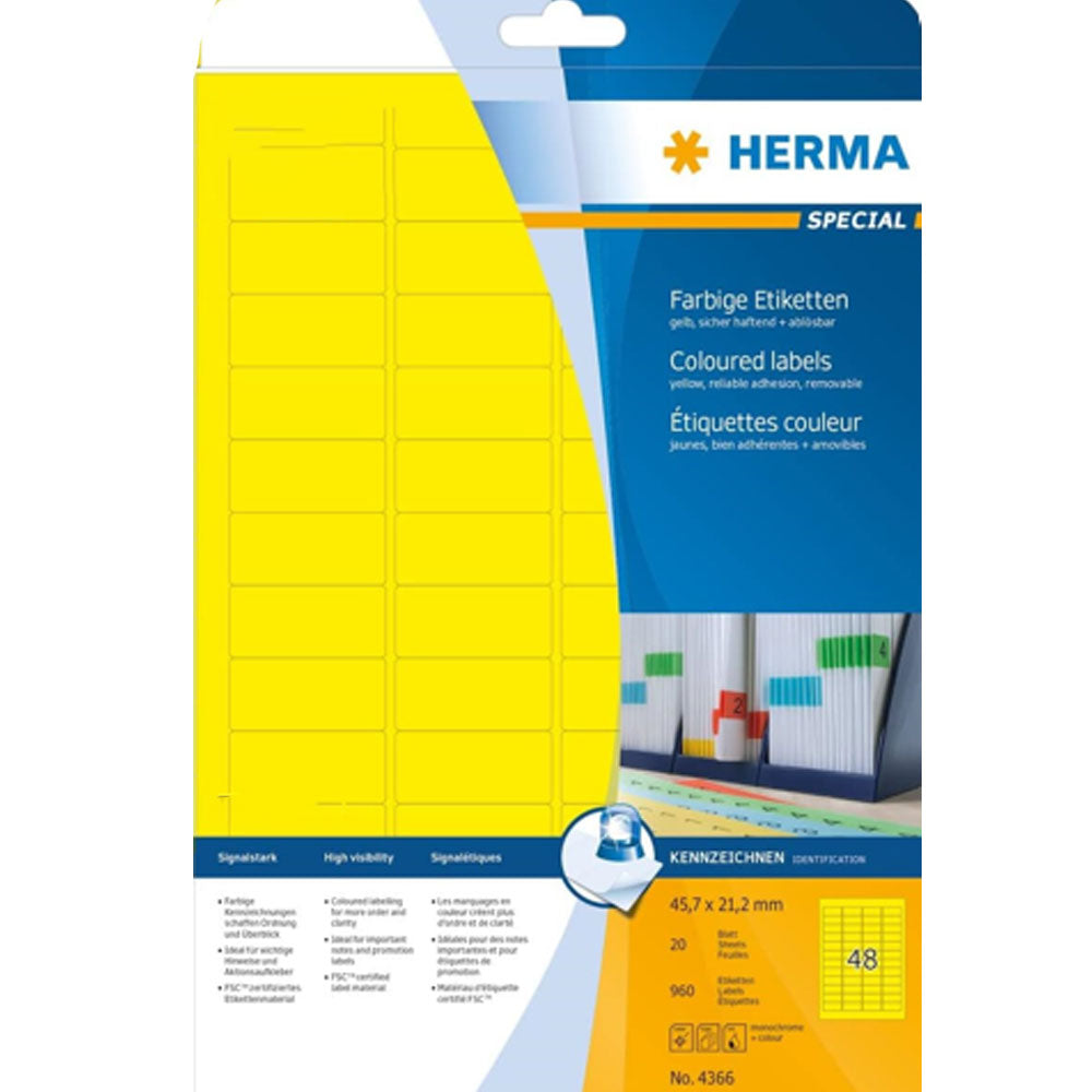 Wyjmowane etykiety Herma A4 20pc (45,7x21,2 mm)