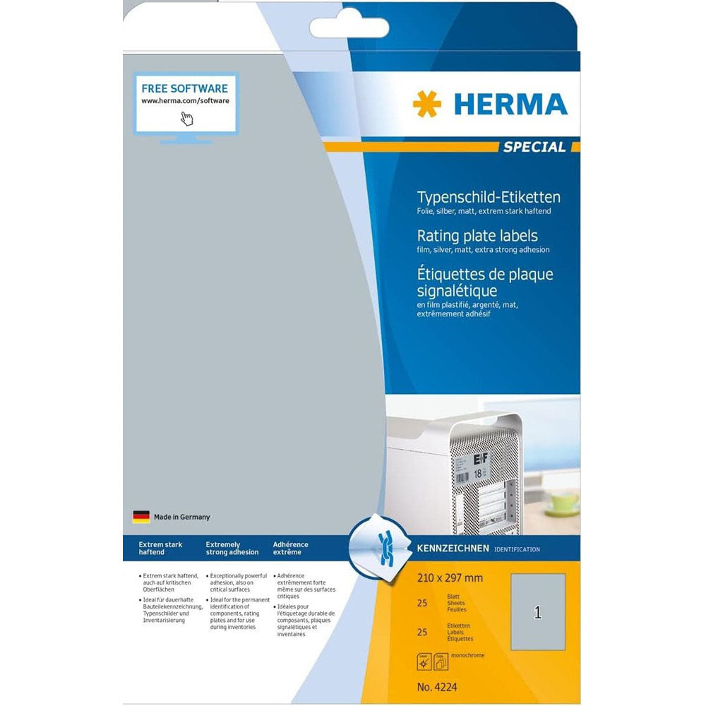 Herma Rating Plate Etiketter A4 25 st (silver)