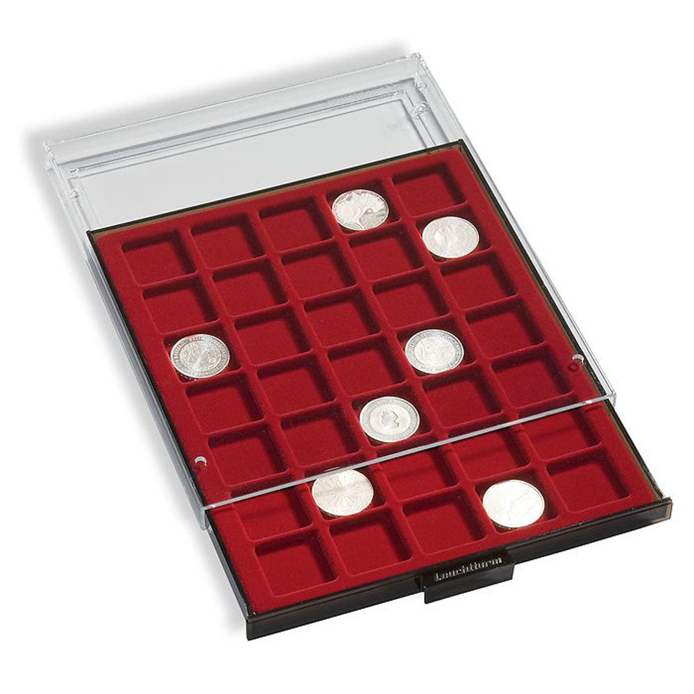 Leuchtturm Coin Box Square Space (Gery/Red)