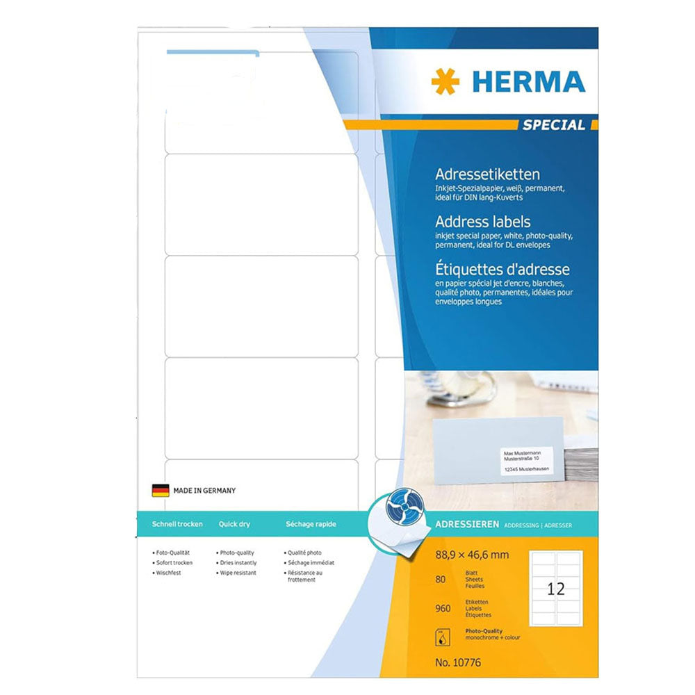 Herma Inkjet -adresse etiketter A4 80pc (hvid)