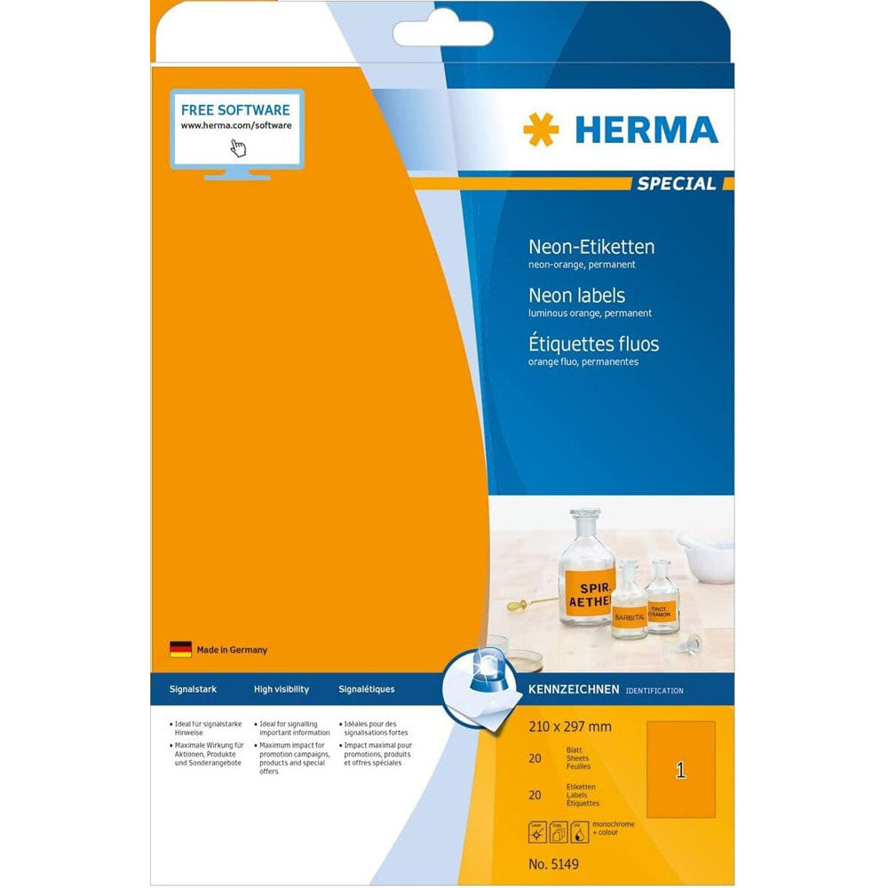 Herma lysende neonmærker A4 20pc (210x297mm)