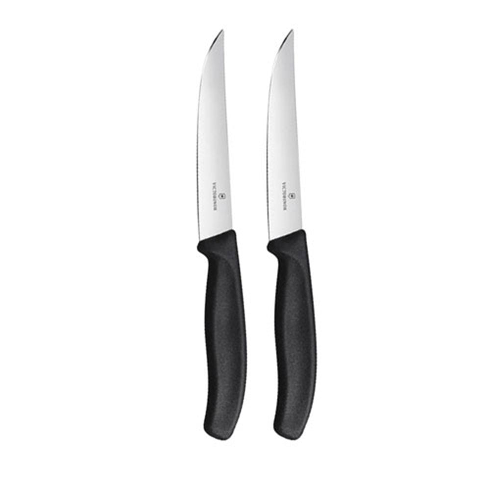 Faca de bife de borda reta larga de lâmina 12 cm (preto)