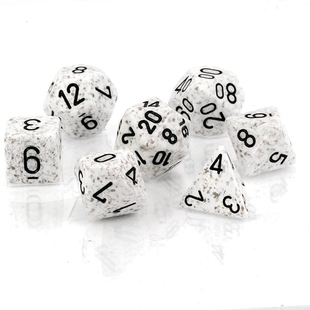 D7 Die set dobbelstenen gespikkeld poly (7 dobbelstenen)