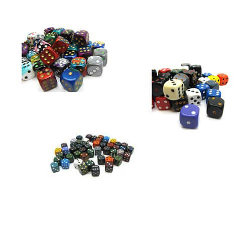 D6 Dice Assorted Loose 12mm (50 Dice)