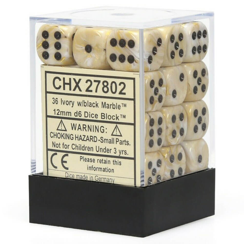 D6 Dice Marble 12 mm (36 dés)