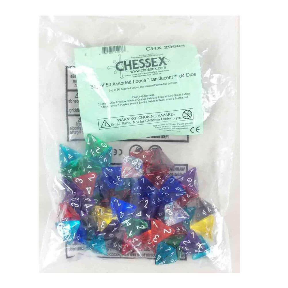 D4 DICE Assorteret Loose Polyhedral (50 terninger)