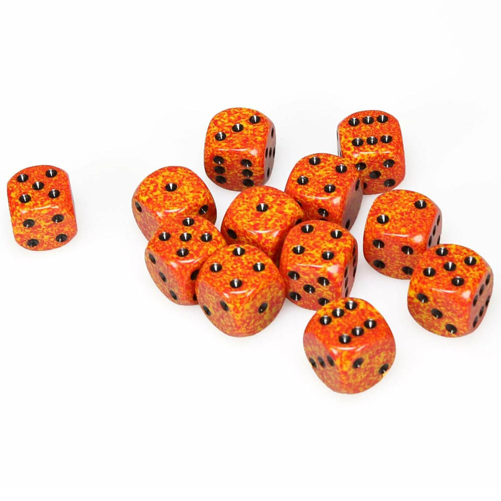 D6 Dice moucheté 16 mm (12 dés)