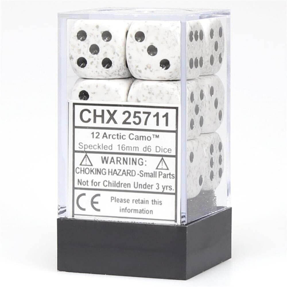 D6 DICE SPECKLADED 16mm (12 dados)