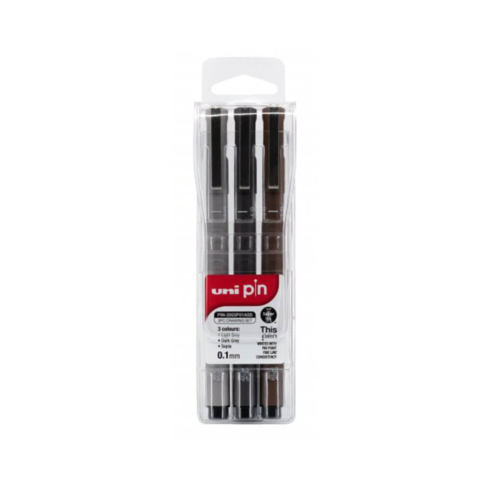 Uni-ball pin fineliner pen diverse (portemonnee van 3)