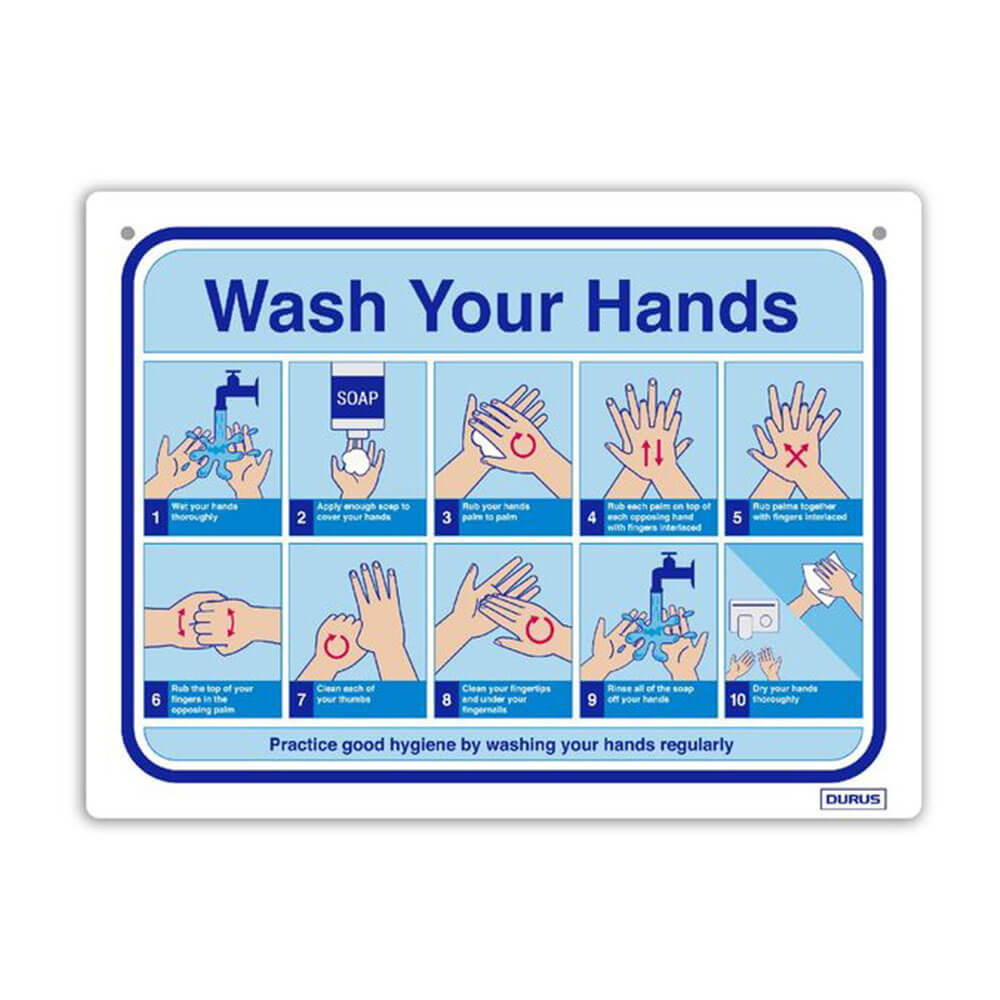 Durus How To Wash Hands Wall Sign (Blue/White)