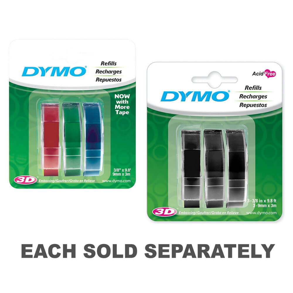 Dymo Embossing Tape Label 9mmx3m (3pk)