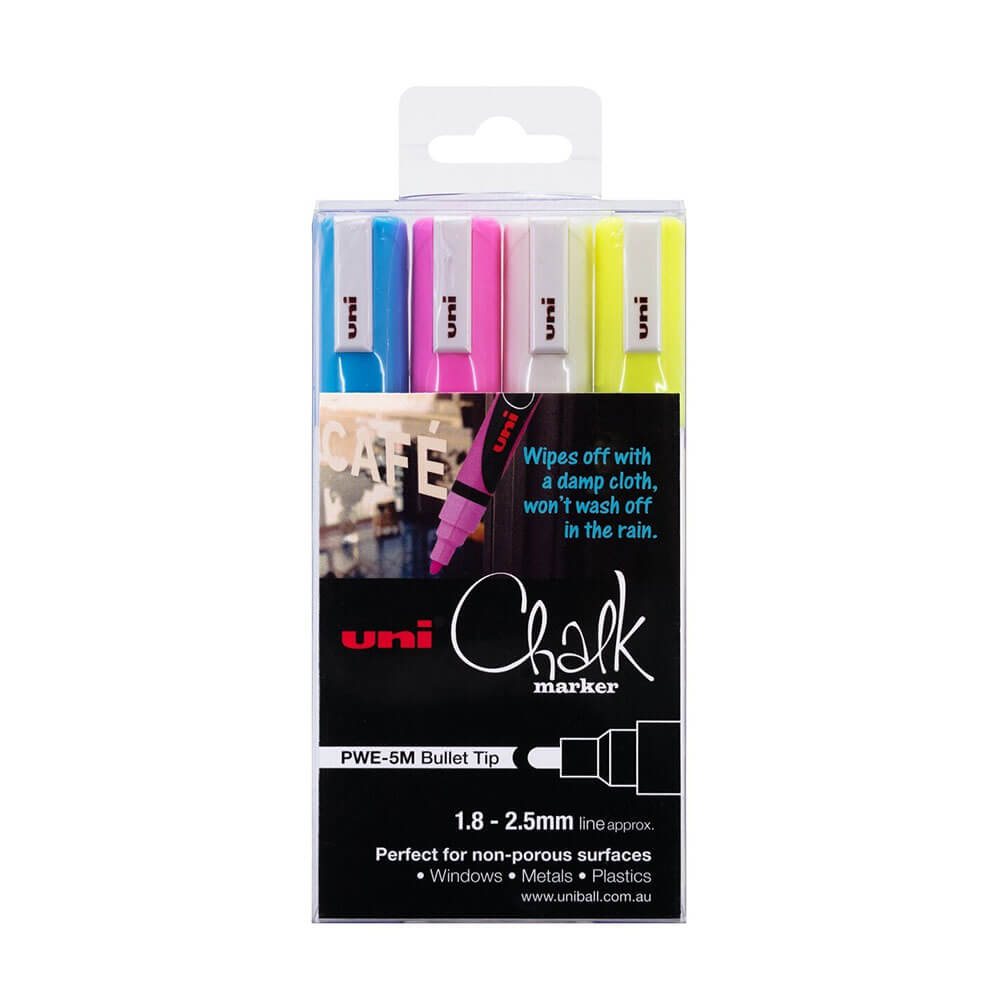 Uni Chalk Marker 1.8x2.5mm Bullet Tip Assorted