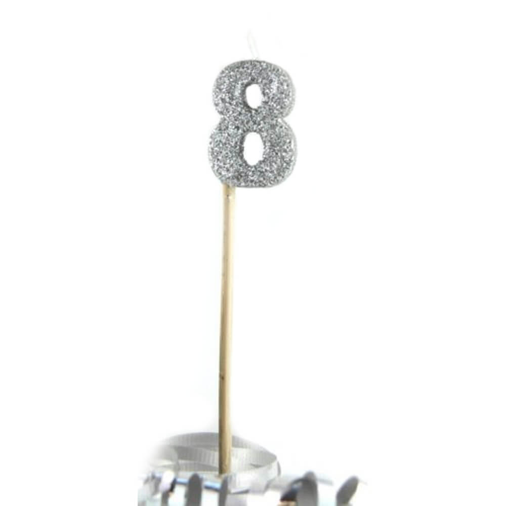 Alpen Glitter Long Stick Candle (zilver)