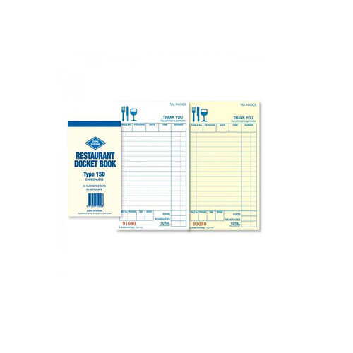 Zions Carbonless Duplicate Restaurant Docket Book