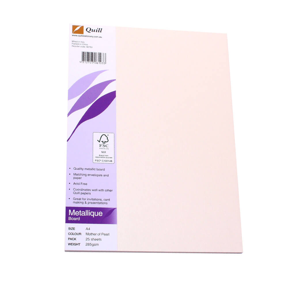 Quill A4 Metallique Board 285GSM（25パック）