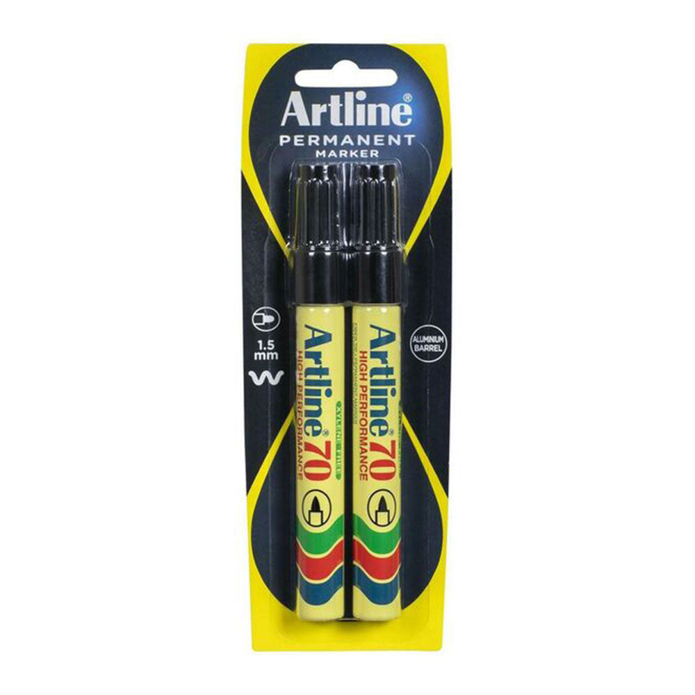 Artline 70 Bullet Nib Permanent Marker 2mm 2pcs (Black)