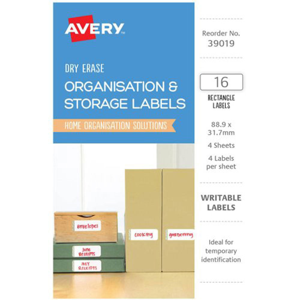 Avery Erase Organiser etiketter 16pcs (89x32mm)