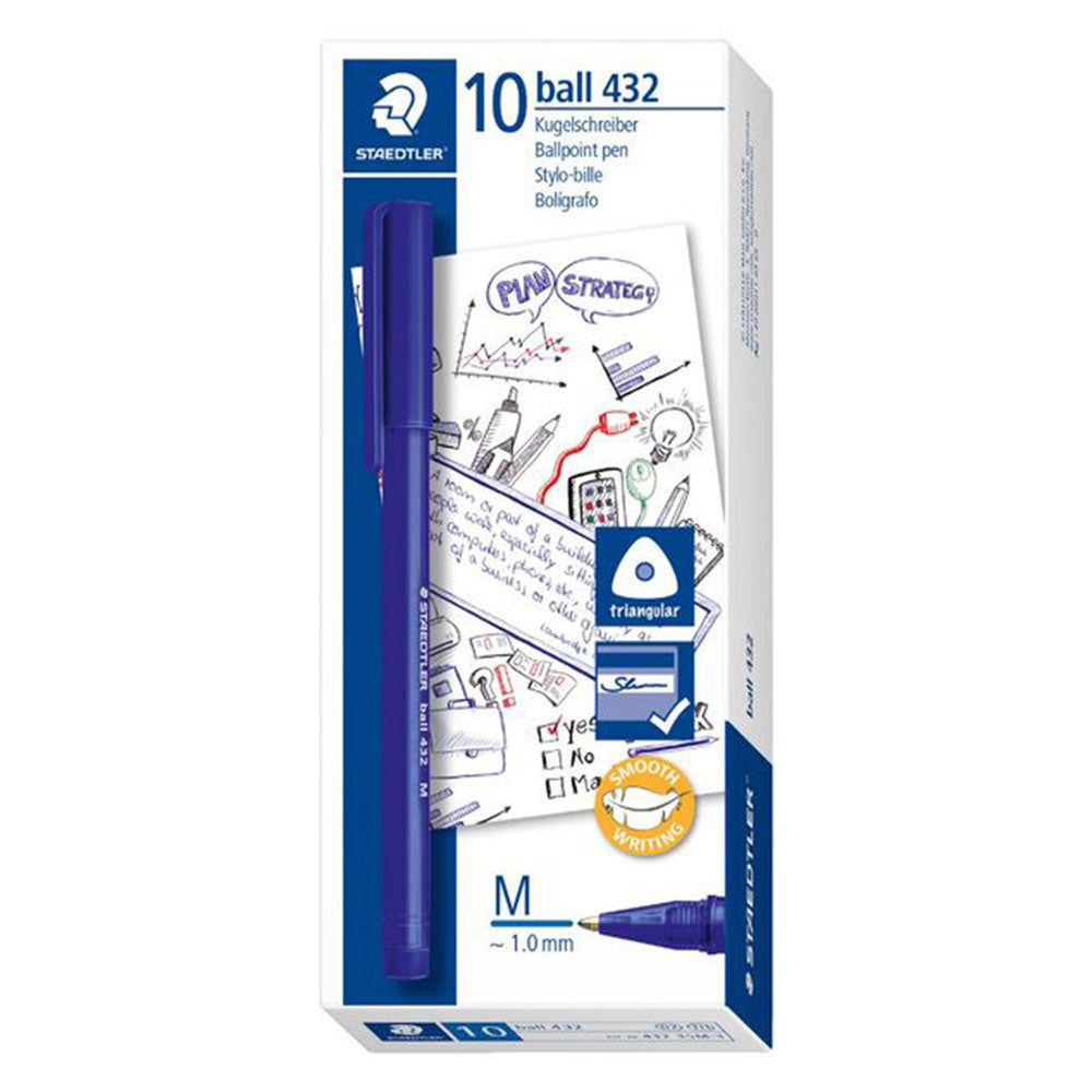 Staedtler Medium Stick Triangular Bolden Pen 10pcs