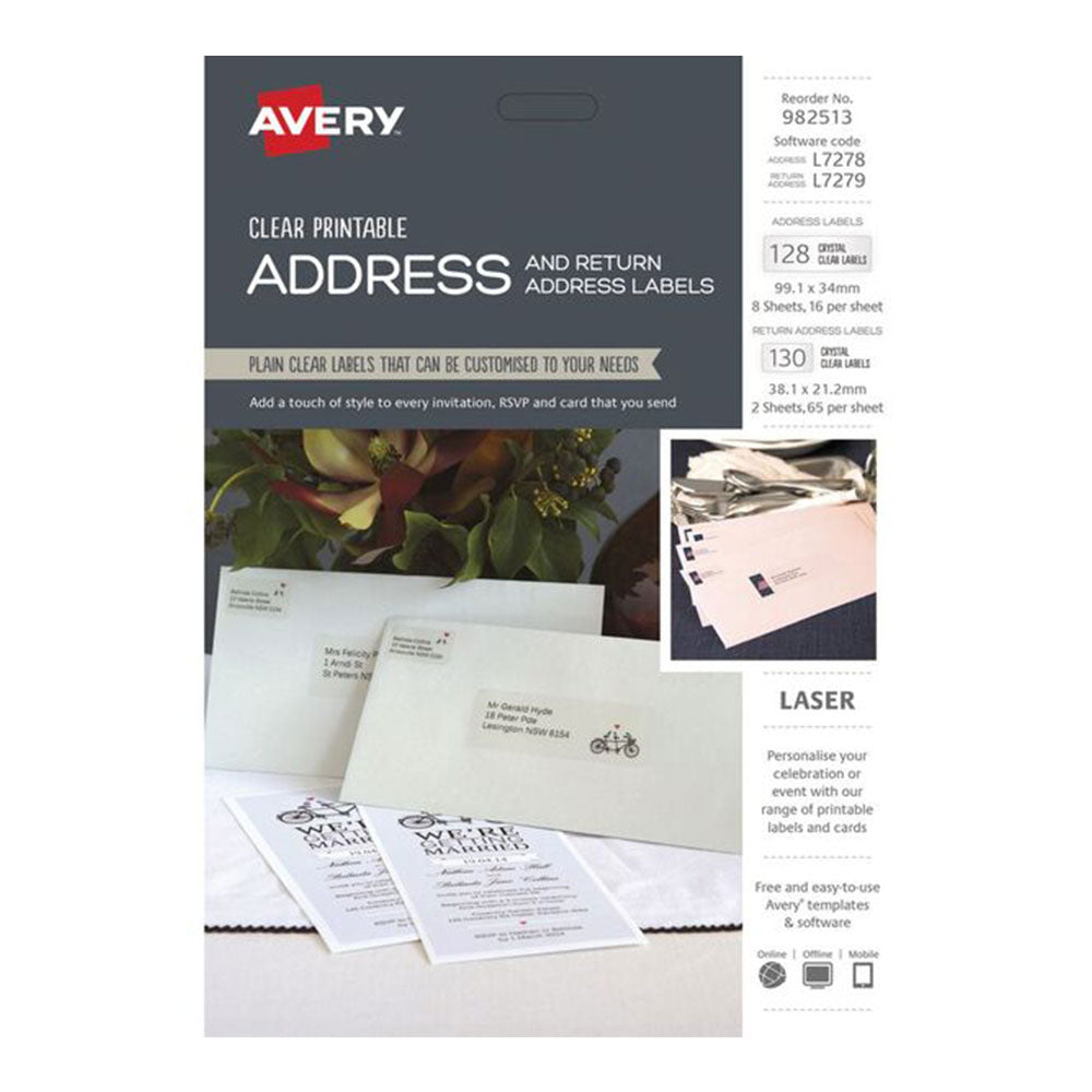 Avery utskrivbar adresse og returnketikett Kit