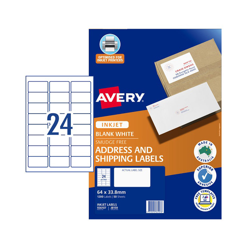 Avery Quick Peel Inkjet Adressetikett 50pcs