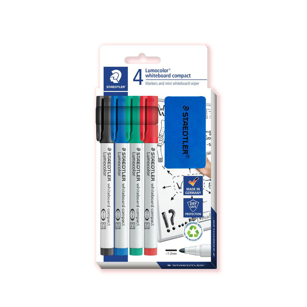 Staedtler Lumocolor Compact Whiteboard Marker 4pk (Assorted)