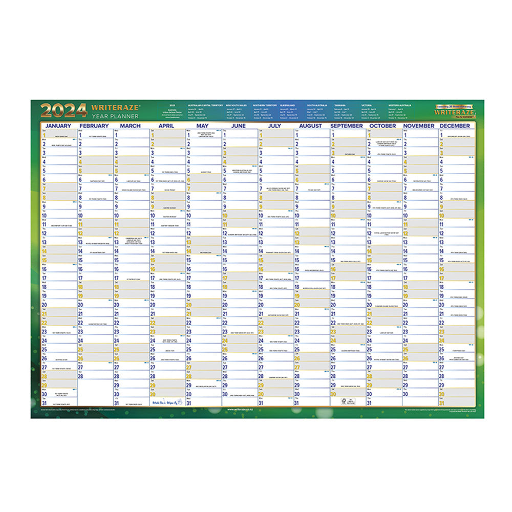 Collins Debden Recycled 2024 Laminated Planner (500x700mm)