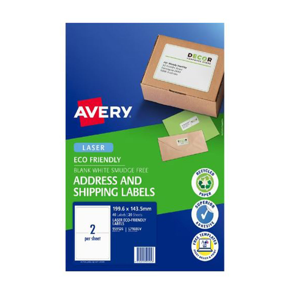 Avery Laser Eco Friendly Fraktetikett 20st