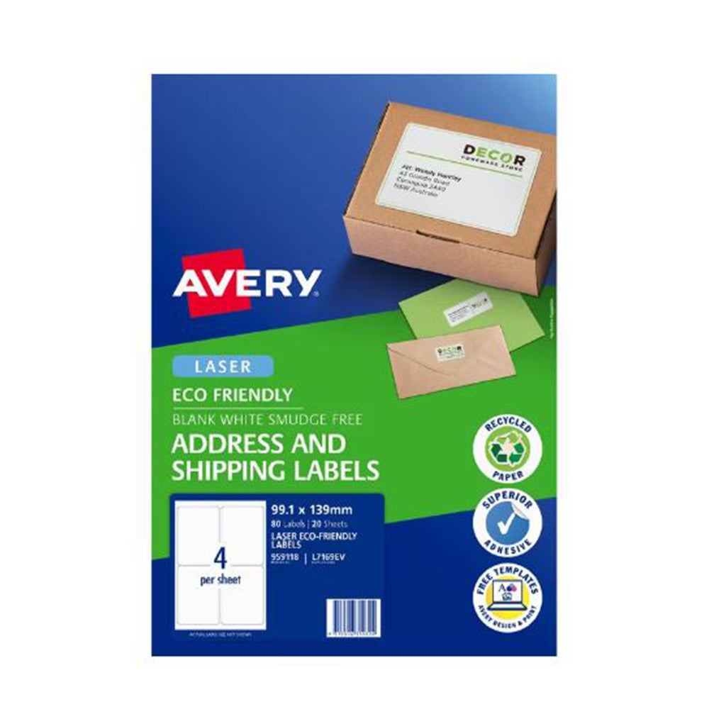 Avery Laser Eco Friendly Shipping Label 20stk