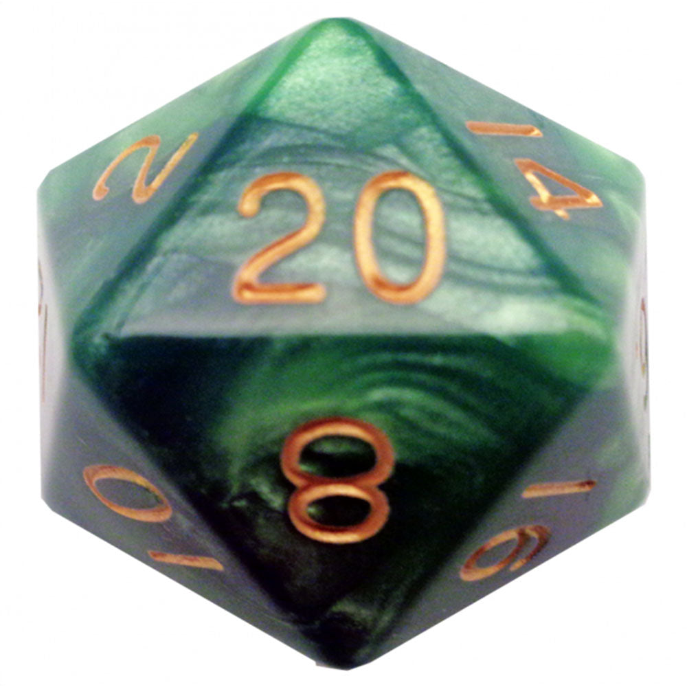 MDG 35mm Mega acrílico D20 DICE com números de ouro