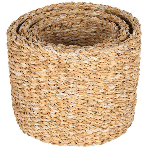 Sunshine Seagrass Round Mini Cylinder Set of 3 (Lge 25x20cm)