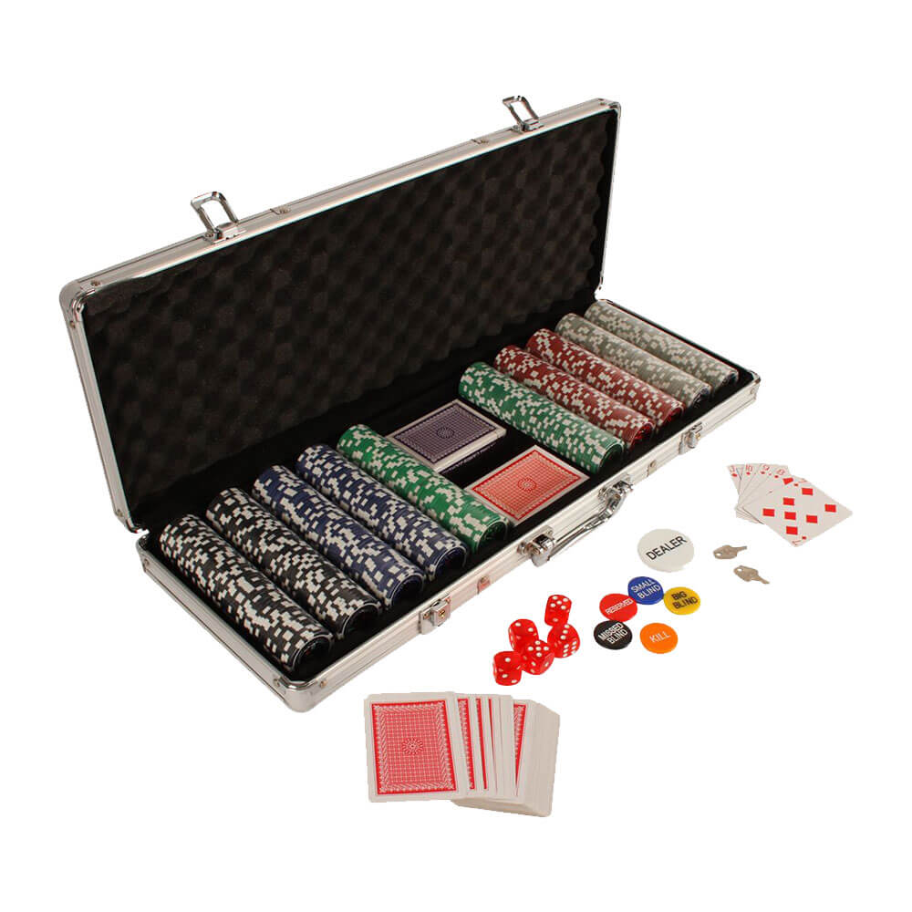 Playset del gioco del poker con custodia in alluminio